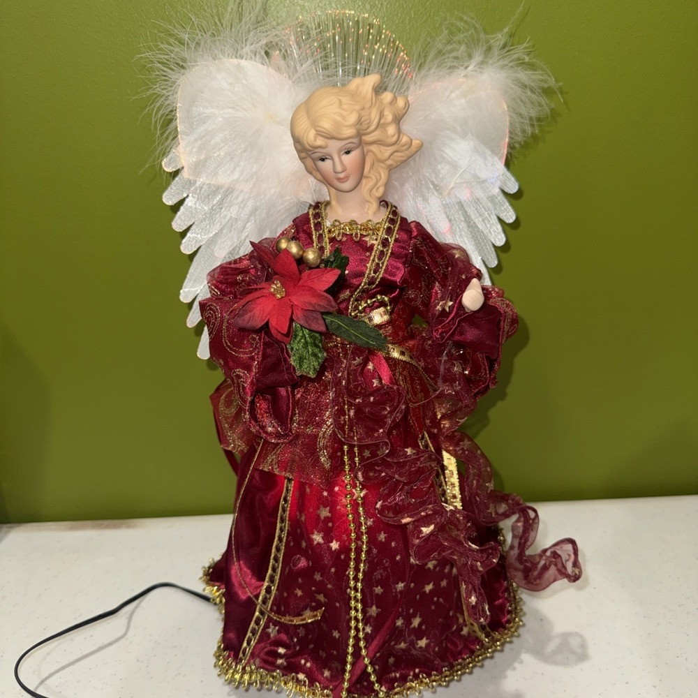Trim‎ A Home Magical Light Up Angel Fiber Optic Red Christmas Kmart Boxed Tested